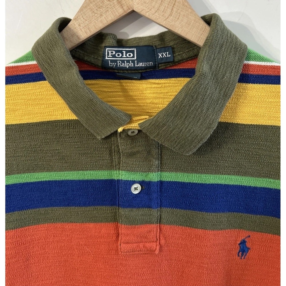 Mens Polo Ralph Lauren Polo Shirt Multicolor Striped Western Clean Textured XXL